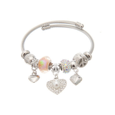 Βραχιόλι με καρδιές AA-5301-24 - Ασημί