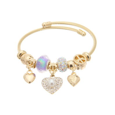 Βραχιόλι με καρδιές AA-5301-24 - Χρυσό