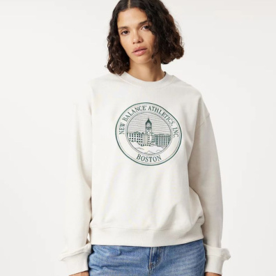 Φούτερ New Balance Athletic French Terry Crest Crew WT43553-LIT Εκρού