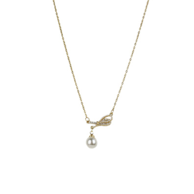 Αλυσίδα λαιμού με πέρλα DJ-095 - Χρυσό