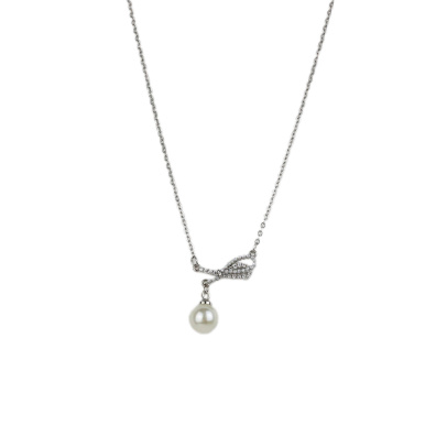 Αλυσίδα λαιμού με πέρλα DJ-095 - Ασημί