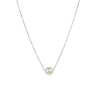 Αλυσίδα λαιμού με πέρλα  DJ-083 - Ασημί