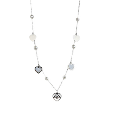 Αλυσίδα λαιμού με καρδιές DJ-006 - Ασημί
