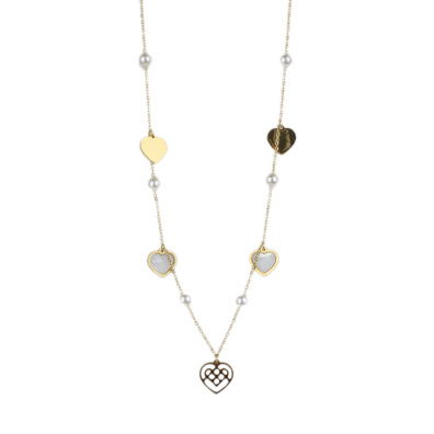 Αλυσίδα λαιμού με καρδιές DJ-006 - Χρυσό