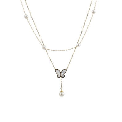 Διπλή αλυσίδα λαιμού με πεταλούδα DJ-008 - Χρυσό