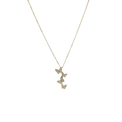 Αλυσίδα λαιμού με πεταλούδες DJ-015 - Χρυσό