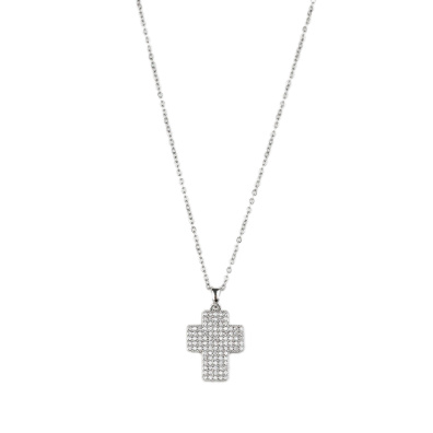 Αλυσίδα λαιμού με σταυρό DJ-023 - Ασημί