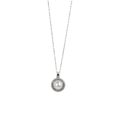 Αλυσίδα λαιμού με πέρλα DJ-101 - Ασημί