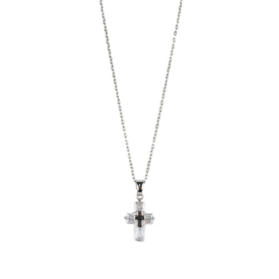 Αλυσίδα λαιμού με σταυρό DJ-054 - Ασημί