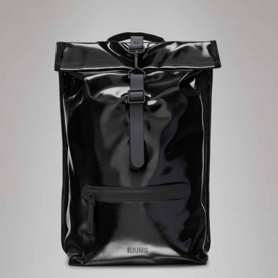 Σακίδιο Πλάτης Rains Rolltop Rucksack 13320-29 Μεταλλικό Μαύρο