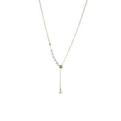 Αλυσίδα λαιμού με πέρλες DJ-036 - Χρυσό