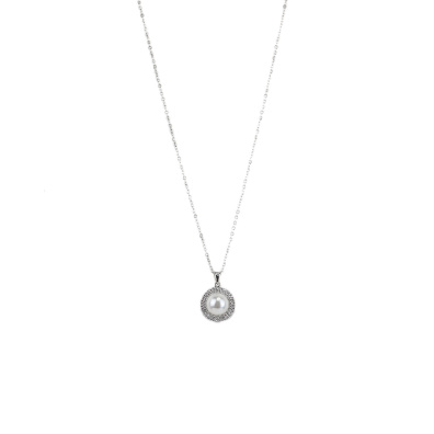 Αλυσίδα λαιμού με πέρλα DJ-102 - Ασημί