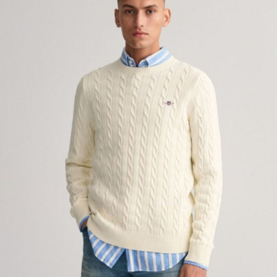 Βαμβακερό Πουλόβερ Gant 3G8050601-G0130 Εκρού