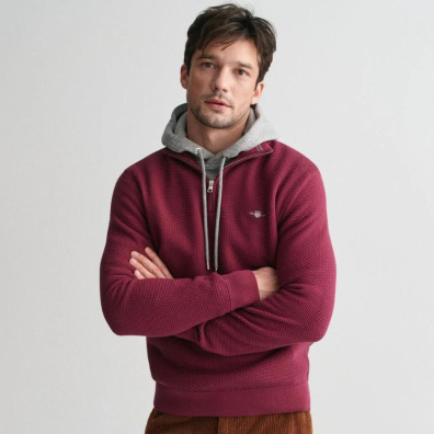 Βαμβακερό Πουλόβερ Gant Half-Zip 3G8030170-G0638 Μπορντό