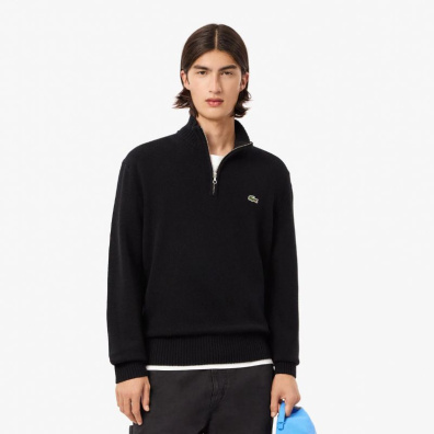 Μάλλινο Πουλόβερ Lacoste Zipped High Neck Carded Wool AH3052-031 Μαύρο