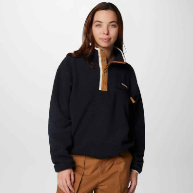 Fleece Μπλούζα Columbia Helvetia II Cropped Half Snap 2092231-010 Μαύρο
