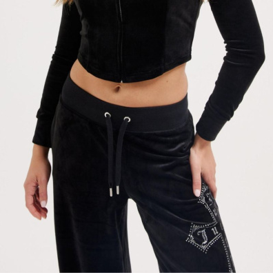 Βελούδινο Παντελόνι Φόρμας Juicy Couture Cross Jerry Track Pant JCBBJ224833-101 Μαύρο
