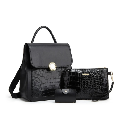 Σετ Γυναικεία Σακίδια πλάτης/τσάντα χειρός/μικρό πορτοφόλι Cardinal ZM 955 Μαύρο