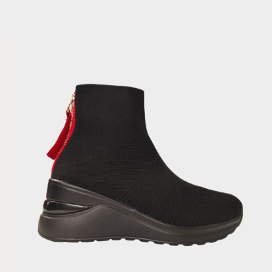 Sneaker Κάλτσα Adam's 1-872-24516-29 Μαύρο-Κόκκινο