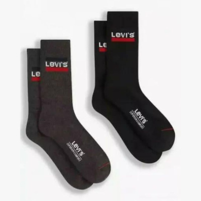 Unisex Κάλτσες Levis Regular Cut 2 Ζεύγη 37157-0153 208 Μαύρο-Γκρι
