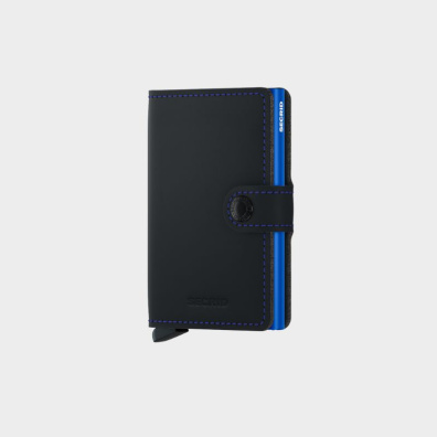 Δερμάτινο Πορτοφόλι Secrid Miniwallet Matte Black & Blue Μαύρο-Μπλε