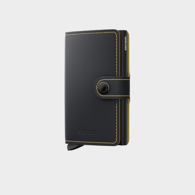 Δερμάτινο Πορτοφόλι Secrid Miniwallet Matte Black & Ochra Μαύρο-Κίτρινο