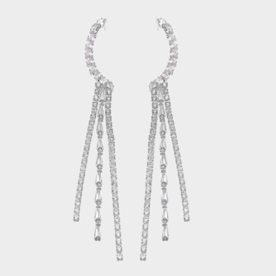 Κρεμαστά σκουλαρίκια με πέτρες lyod 3-1-1 - Ασημί