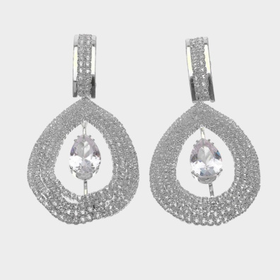 Κρεμαστά σκουλαρίκια με πέτρες lyod 6-1 - Ασημί