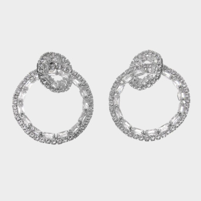 Κρεμαστά σκουλαρίκια με πέτρες lyod 6-6-2 - Ασημί