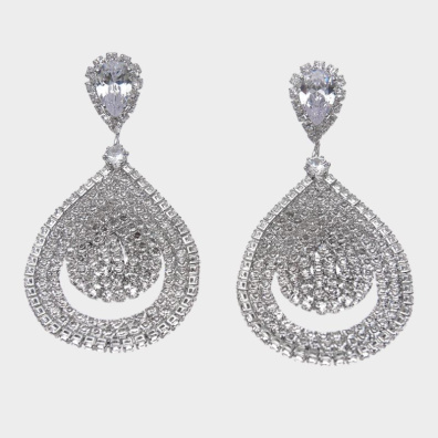 Κρεμαστά σκουλαρίκια με πέτρες lyod 6-11-3 - Ασημί