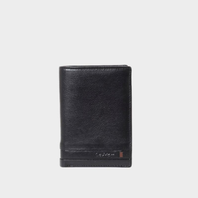 Όρθιo Δερμάτινο Πορτοφόλι Με RFID 1-3820 Μαύρο
