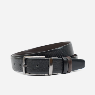 Δερμάτινη Ζώνη Stefano Mario 035DFRN Μαύρο-Καφέ