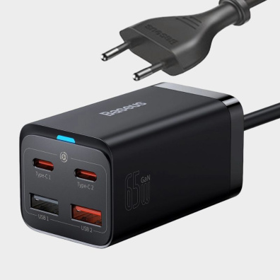 Βάση Φόρτισης GaN με 2 Θύρες USB-A και 2 Θύρες USB-C 65W Power Delivery Quick Charge 4.0 GaN3 Pro CCGP040101 Μαύρο