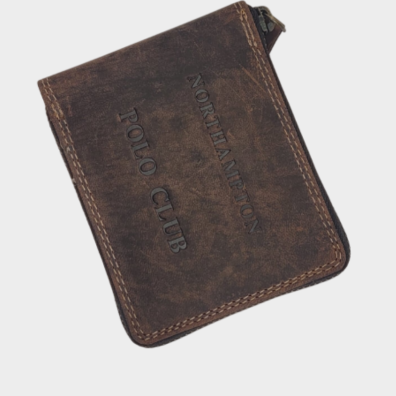 Δερμάτινο Πορτοφόλι Με Φερμουάρ Polo Club IN-1108 Καφέ