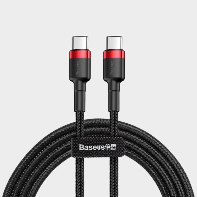 Καλώδιο Baseus® Cafule Braided USB 2.0 USB-C male - USB-C male 2m CATKLF-H91 - Μαύρο Κόκκινο