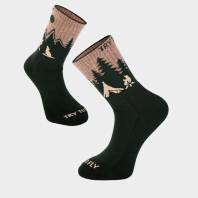Μάλλινες Κάλτσες Πεζοπορίας Με Print Λύκο Pirin Hill TF32-306  Σκούρο Πράσινο