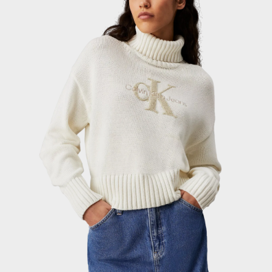 Μακρυμάνικο Πουλόβερ Calvin Klein J20J224229-YBI Ιβουάρ