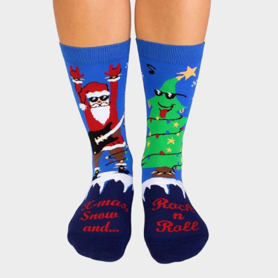 Χριστουγεννιάτικες Κάλτσες Arty Με Print Άη Βασίλης Ροκάς Pirin Hill PH14-093 Μπλε