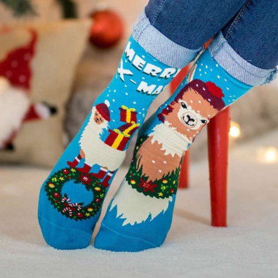 Χριστουγεννιάτικες Κάλτσες Arty Με Print Λάμα Pirin Hill PH14-103 Τιρκουάζ