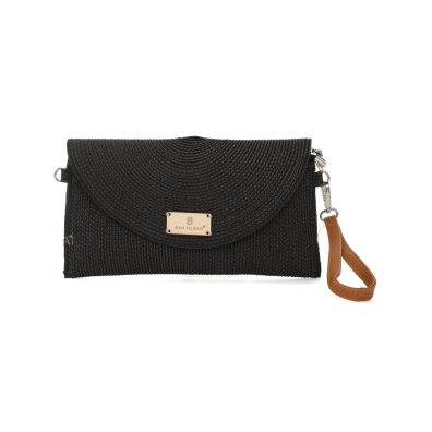 Ψάθινη τσάντα χιαστί XY-2515 Μαύρο