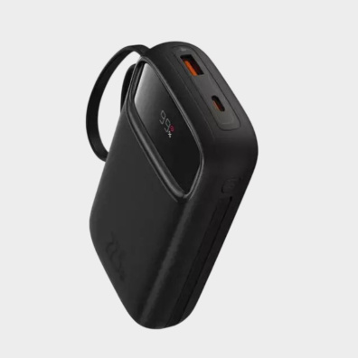 Baseus Qpow 2 Power Bank 22.5W με Θύρες 1xUSB-A, 1xUSB-C & Ενσωματωμένα Καλώδια Lightning & USB-C, P10055003113-00 Μαύρο