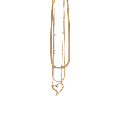 Κρεμαστό λαιμού με καρδιά OM-K084 - Χρυσό