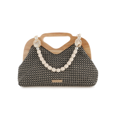 Ψάθινη τσάντα χειρός MD2408 - Μαύρο