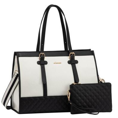 Γυναικείο σετ τσάντας ώμου/χειρός φορητού υπολογιστή Lovevook WB3013 black/beige