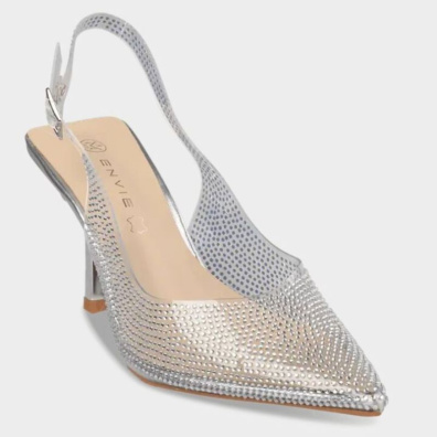 Διάφανη Γόβα Με Πετράδια Envie E80-21486 Ασημί