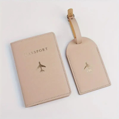 Σετ θήκη διαβατηρίου & Ετικέτα Βαλίτσας My Choice 8069 Mπεζ