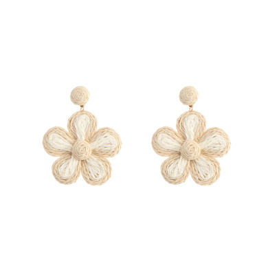 Ψάθινο σκουλαρίκι SASA-9962-13 - Μπέζ