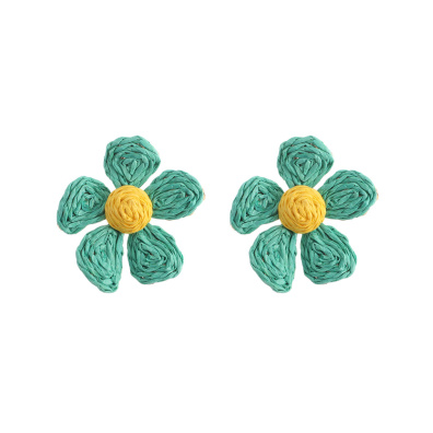 Ψάθινο σκουλαρίκι SASA-9956-13 - Πράσινο