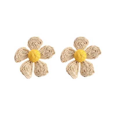 Ψάθινο σκουλαρίκι SASA-9956-13 - Μπέζ