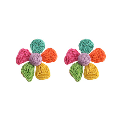 Ψάθινο σκουλαρίκι SASA-9956-13 - Rainbow